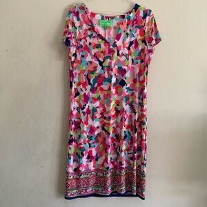 Pappagallo Tropical Pink Multicolor Short Sleeve Dress Size Large